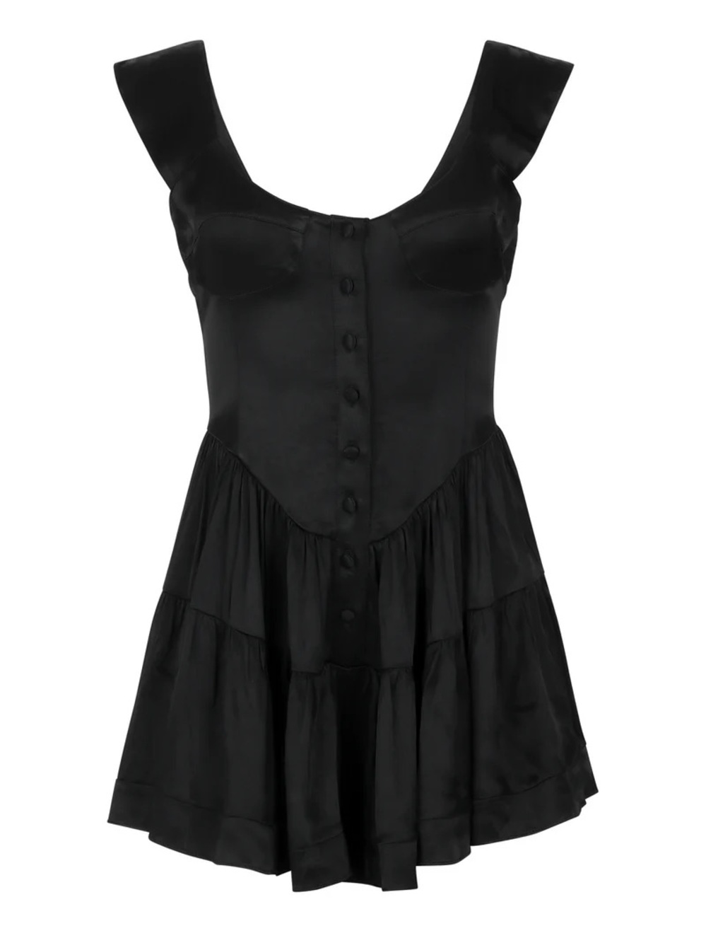 Vanessa Mooney Elisabeth Romper Dress in Black Satin Size 2X
